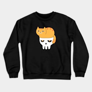 Ginger Cat and Skull Crewneck Sweatshirt